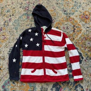Quacker Factory USA Sweater Vintage Americana Hooded Women's Full Zip Size Small